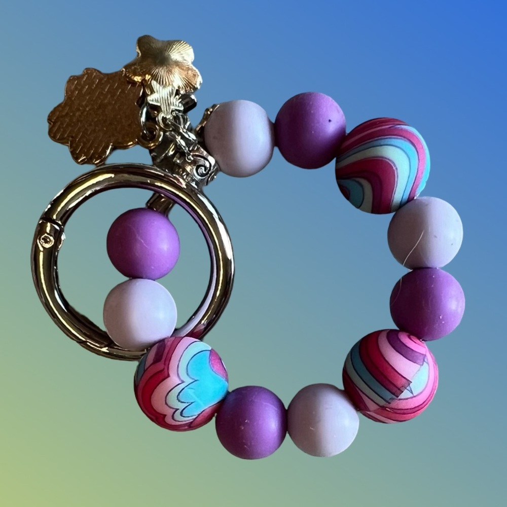 Art Deco Theme Mini Beaded Keychain / Tumbler Cup Charm / Purse Charm - Picture 2 of 5